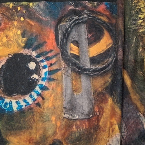 Effection Women's Black Colorful Picasso Short Sleeve Crew Neck Tee XL - Picture 4 of 8